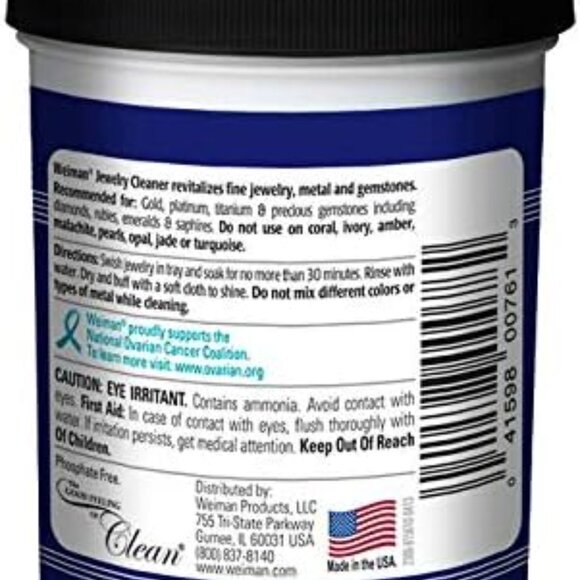 Weiman Fine Jewelry Cleaner Liquid with Cleaning Brush – Restores Shine & Brilli - Picture 2 of 7